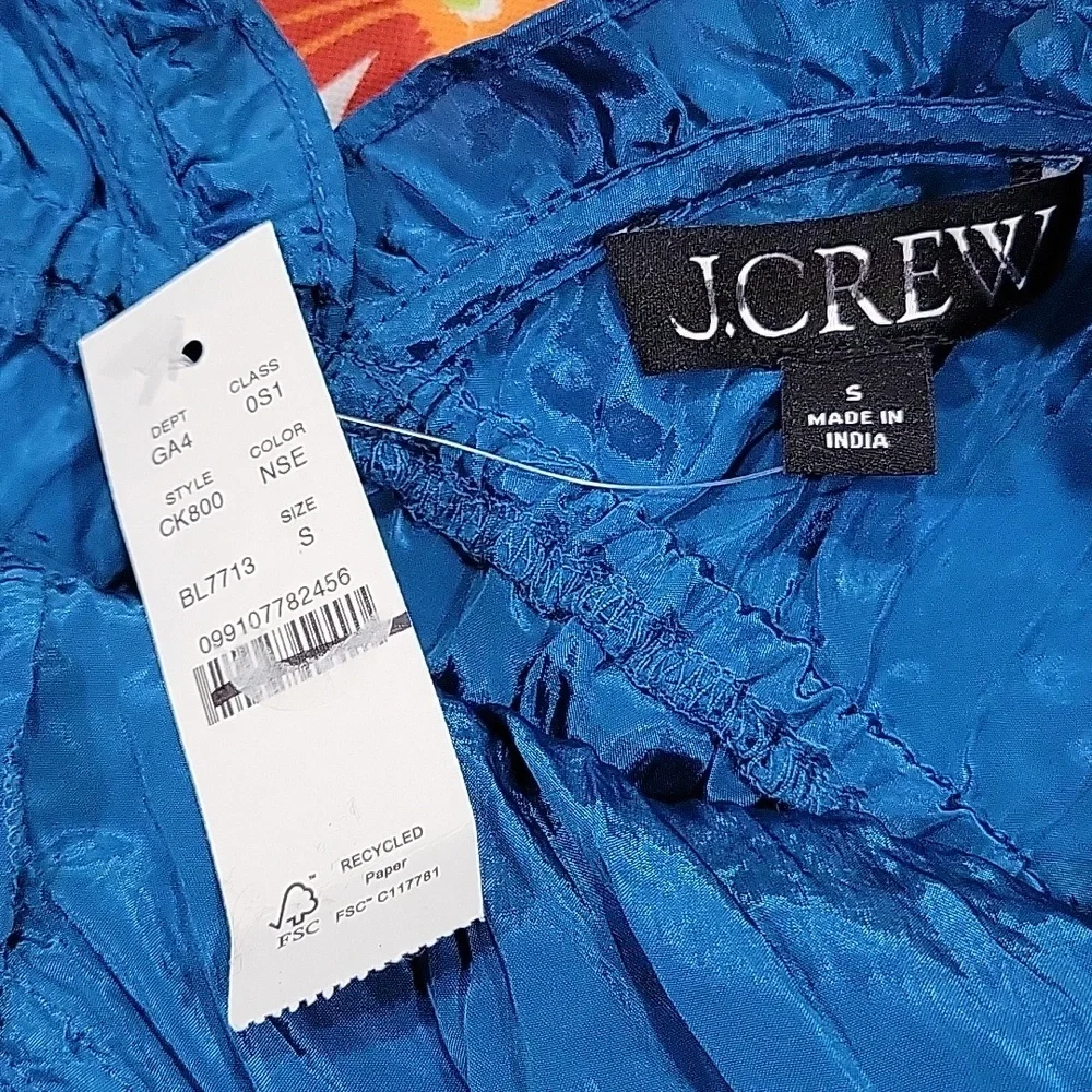 J Crew Palermo dress in viscose-blend crinkle NWT CK800 Blue